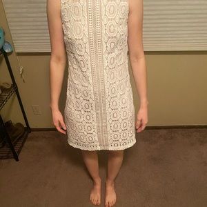 White and nude lace dress